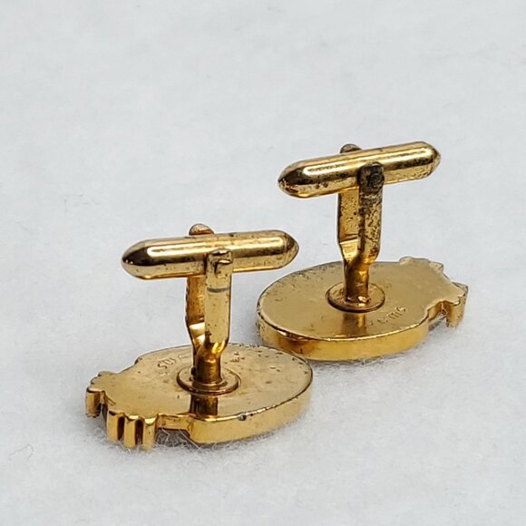 Vintage Abalone Cufflinks Gold Tone Oval Mother Of Pearl - Picture 5 of 7